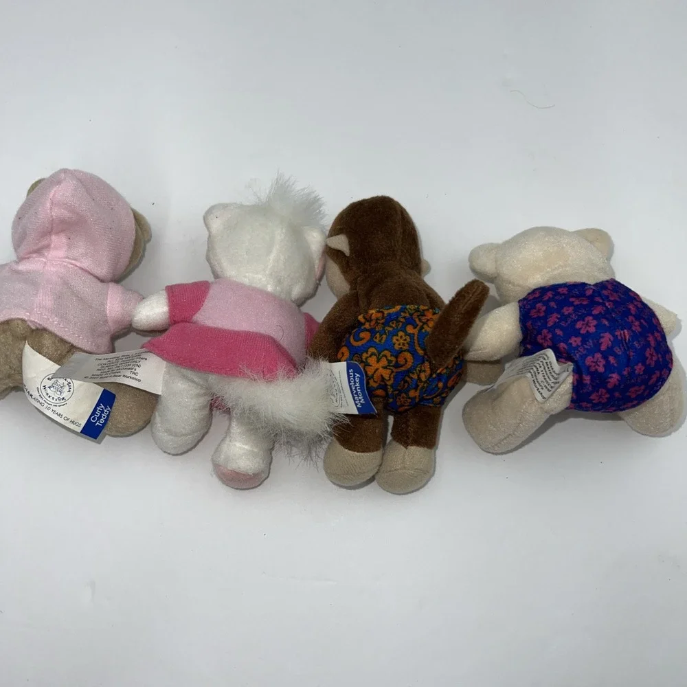 Build A Bear 4 Mini Stuffed‎ Plush BABW Teddy, Kitty, Monkey, & Velvet Teddy